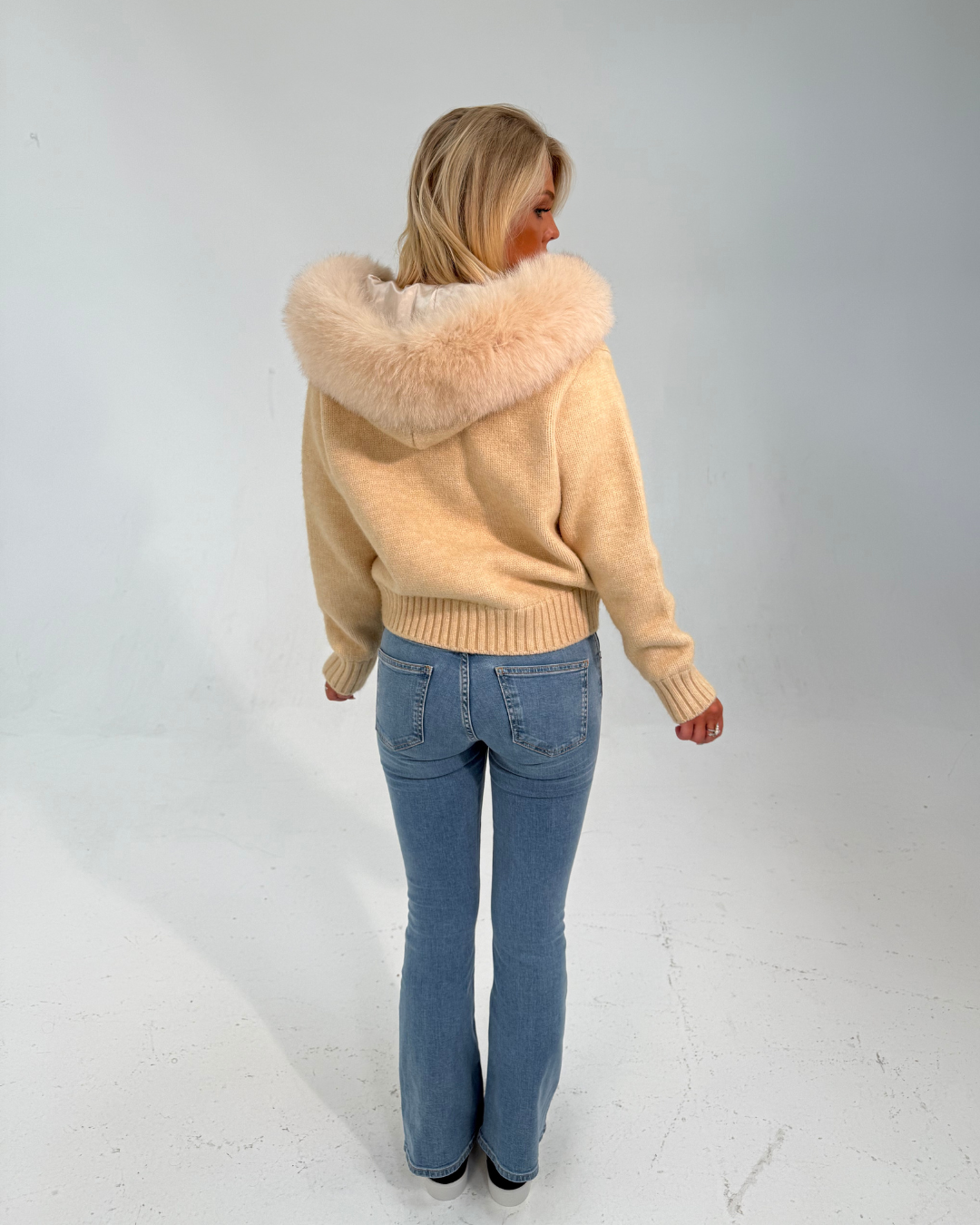 Button Up Fur Jacket - Beige