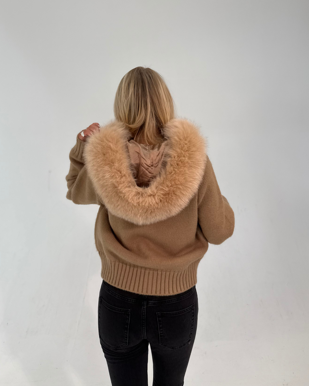 Fur Jacket Satin - Brown