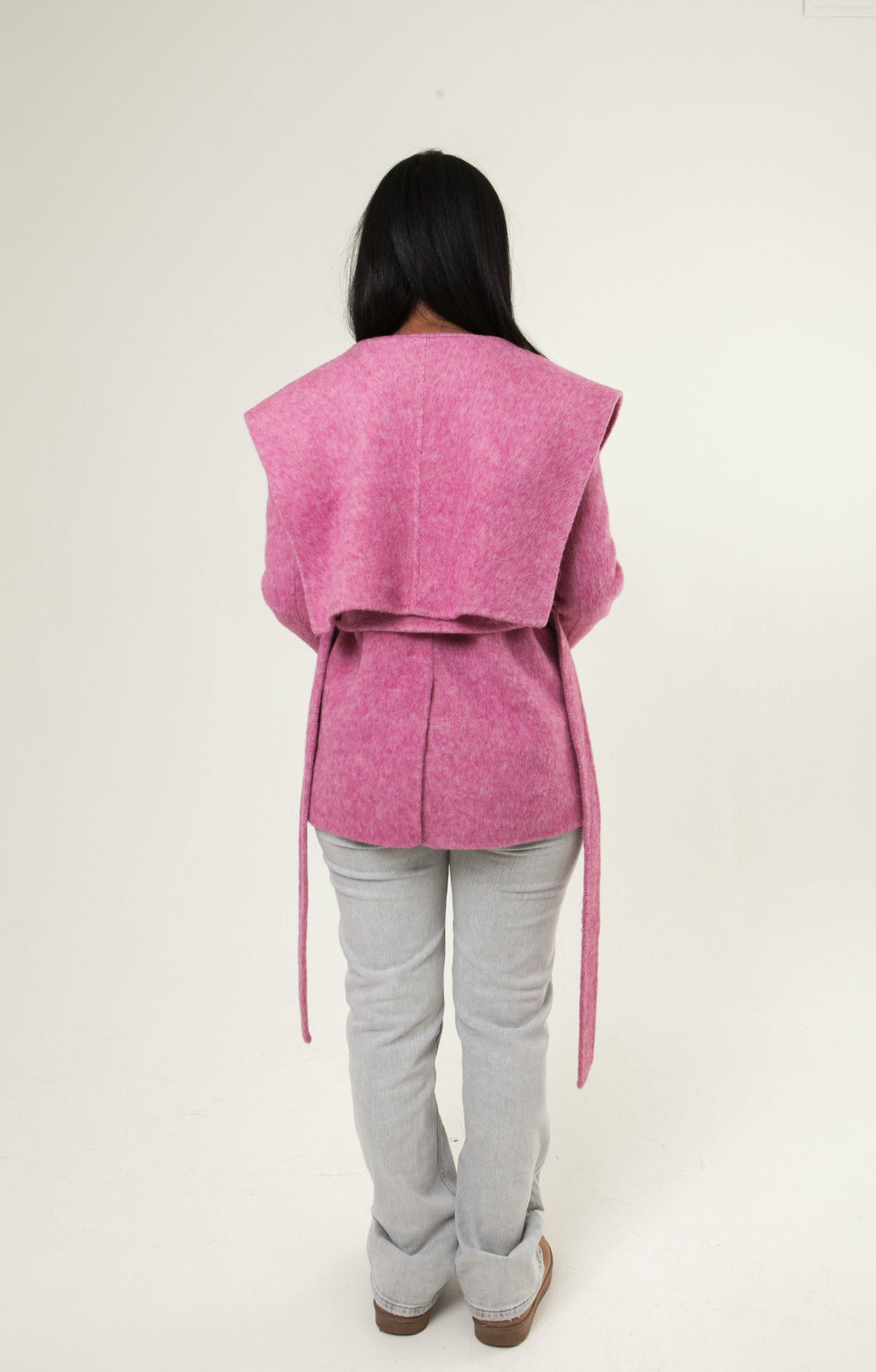 Shawl Collar Cashmere Coat - Pink