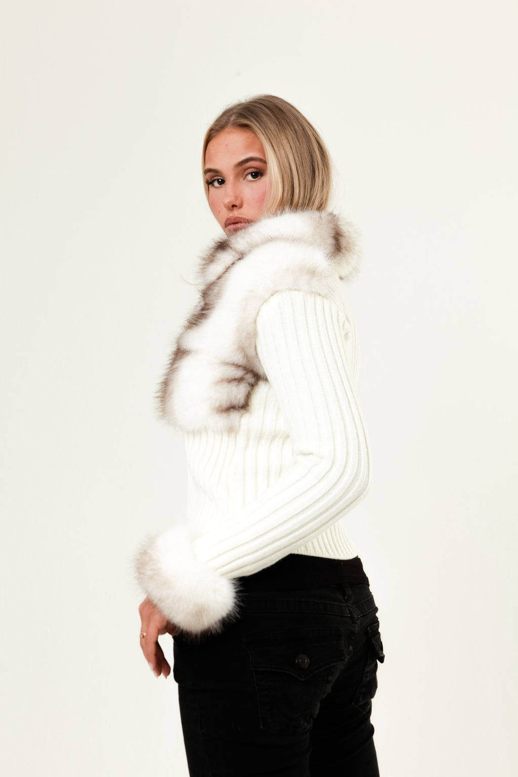 Ivory Fur Cardigan - White