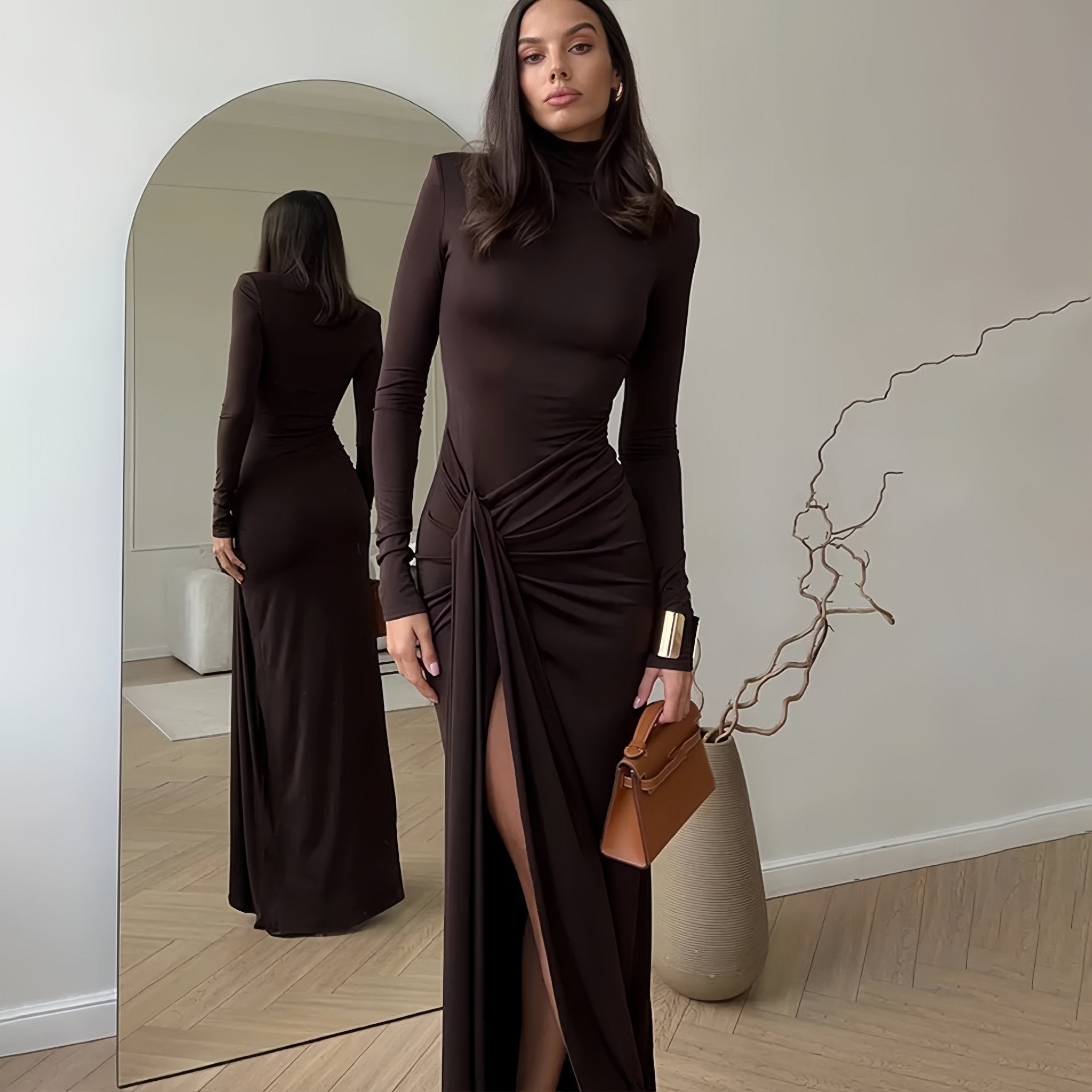 LÁ BELLE Drapé Bodycon Maxi Dress